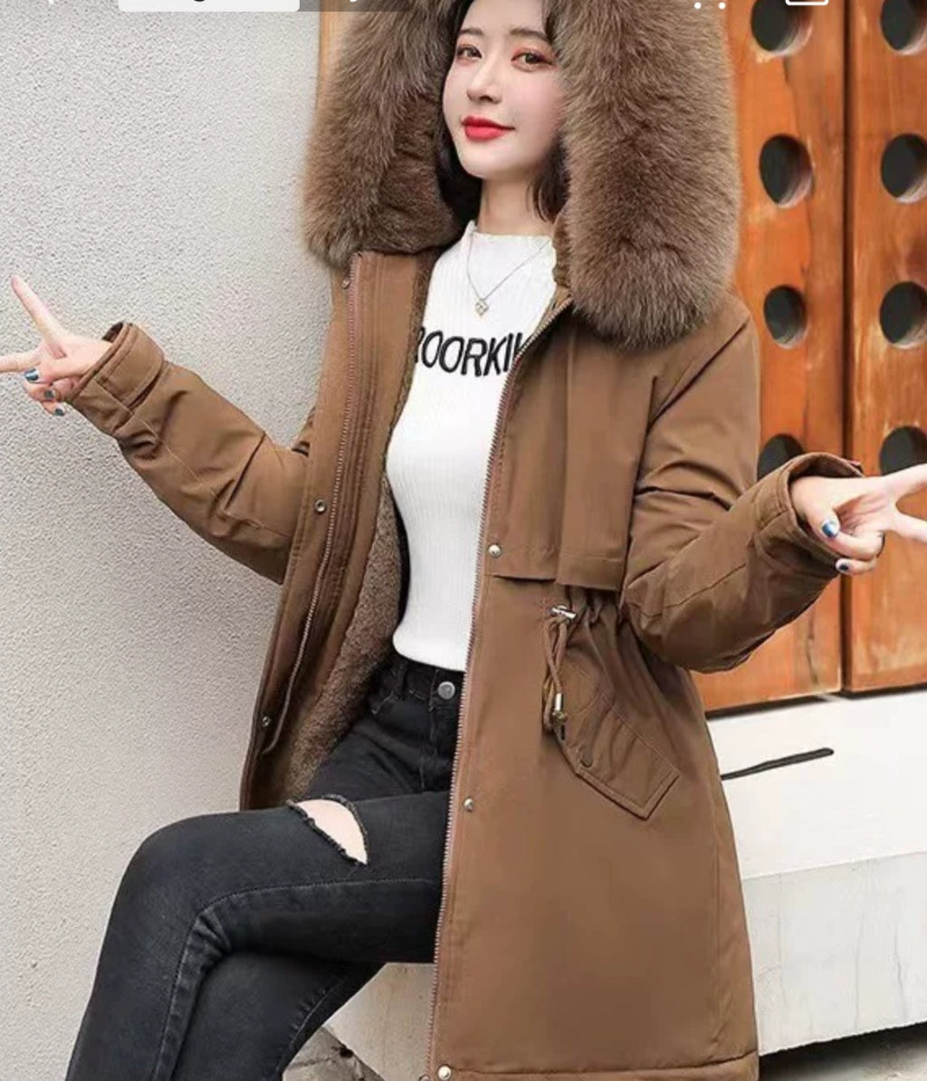 Parka d’hiver chaude doublée fausse fourrure – Coupe cintrée – Neuve