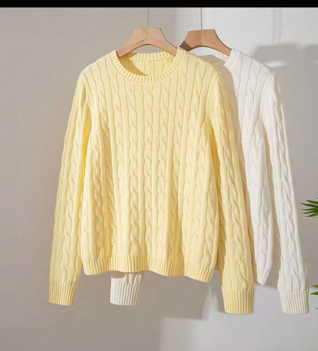 Pull en maille torsadée 100% COTON – Neuf avec étiquette