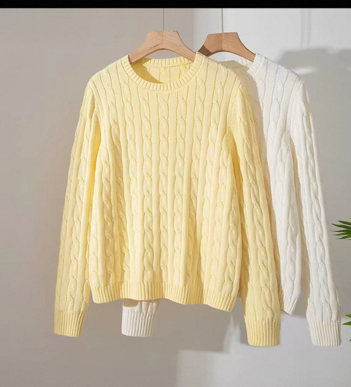 Pull en maille torsadée 100% COTON – Neuf avec étiquette