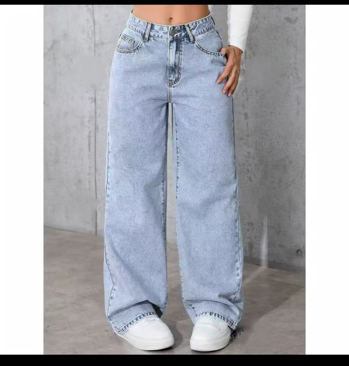 Jean Wide Leg taille haute coupe droite fluide – Neuf